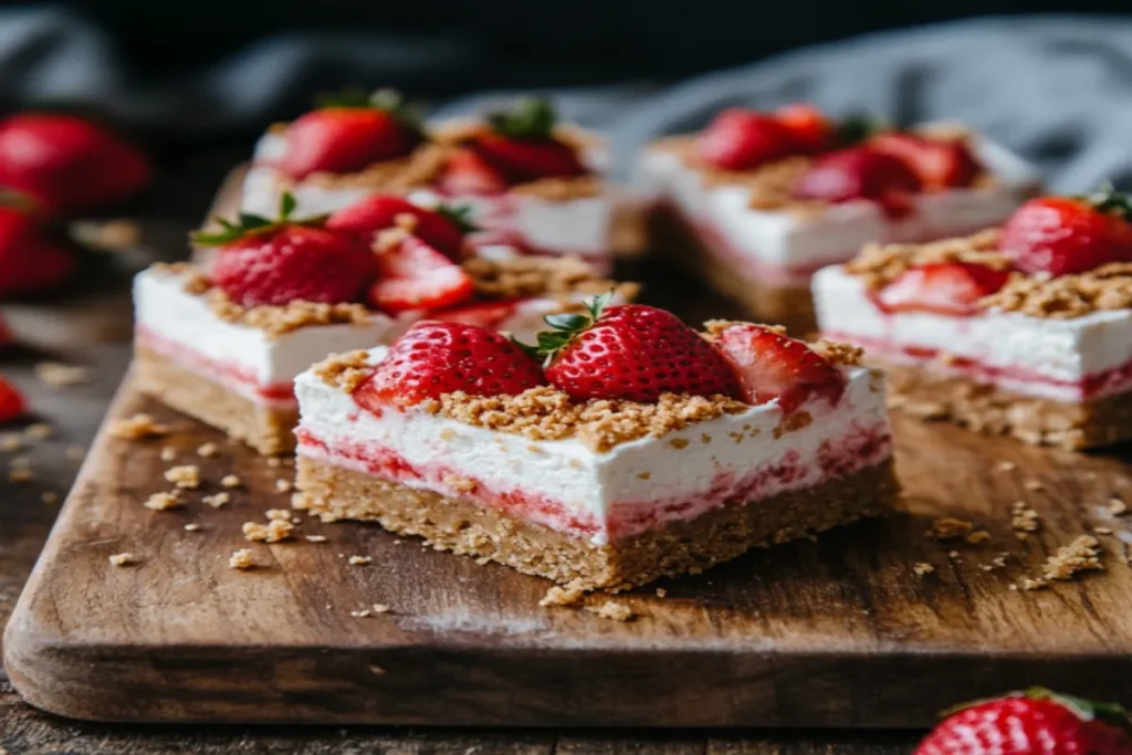 no-bake strawberry cheesecake bars